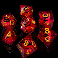 Ensemble de dés en résine premium transparente, violette, verte et bleue, 7 pièces, à bords vifs, polyédriques, pour D&D, jeux de rôle de table, jeux de société