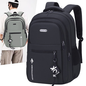 [Brand] Men's <b>Large</b> Capacity <b>Backpack</b> 20-35L Waterproof Laptop Compartment Business Travel School Use Solid Color Letter - Product Image 1