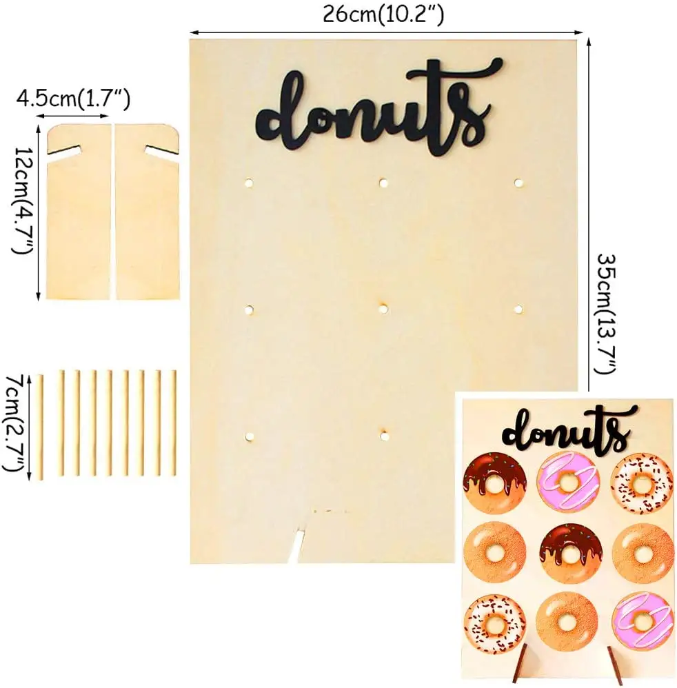Tailai Houten Displaybord Voor Bruiloftsfeest Decoratie Donut Display Staan Hout Donuts Muurstands