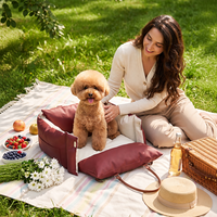 Siège rehausseur pour animaux de compagnie, canapé pour chien en cuir PU imperméable avec poignée, lit portable multifonction pour animaux de compagnie