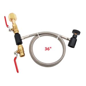 Adaptador de Carga para Recarga de Tanques de CO2 con Manguera Trenzada de Acero de 36 Pulgadas W21.8-14, G1/2-14, Botella Grande a Cilindro Pequeño - Product Image 1