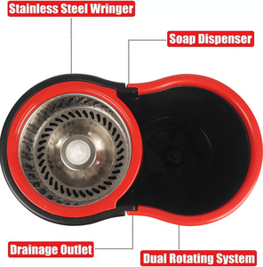 Ensemble serpillière et seau rotatifs 360° Magic Mop, durable, sans lavage à la main, produit de nettoyage pour sols et maison - Product Image 2