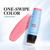 Stock disponible, stick de blush crémeux multicolores avec pinceau, éclat naturel, prix de gros, approvisionnement en vrac, maquillage professionnel pour le visage, stick de blush pour les joues