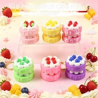 Porte-clés Fidget Clicker en forme de gâteau aux fruits imprimé en 3D, Gâteau à la fraise, Jouet anti-stress à bouton-poussoir, Pendentif, Vente en gros, Personnalisé