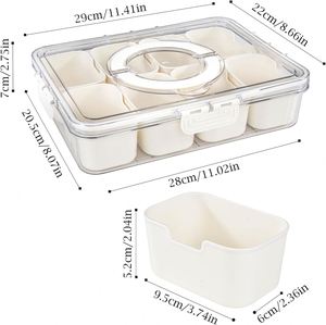 8 Compartments Divided PET <b>Serving</b> <b>Tray</b> Lid Handle Dustproof Freshness Preservation Portable Snack Box Containers Veggie Candy - Product Image 2
