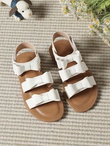 Sandales d'été montantes pour enfants, blanches, or et argent, avec nœud, vente en gros - Product Image 6