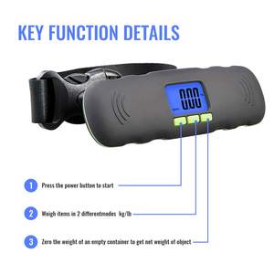 Digitale Gepäckskala Koffergewicht mit Rückgrundbeleuchtung 110 Pfund/50 kg Klammer und Riemen präzise tragbare Gepäckgewichtsklasse - Product Image 2