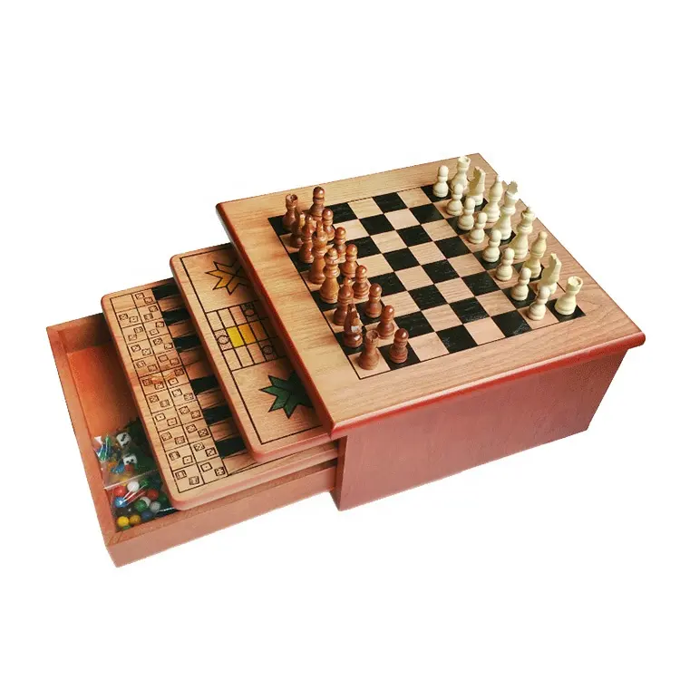 Gioco di scacchi pieghevole in legno personalizzato impostato all'ingrosso