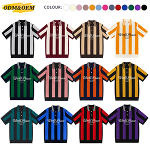 Vente en gros Pull-over d'été à manches courtes rayé pour hommes de couleurs contrastées - Product Image 3