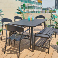 Tables et chaises de balcon d'extérieur, salon de café et de thé au lait de plein air, configuration de jardin d'extérieur, imperméable et protection solaire