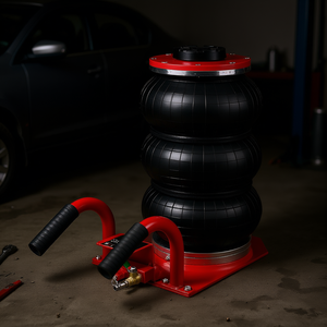 Cric pneumatique à triple sac 3 tonnes 17,7 pouces pour réparation automobile et garage, rouge - Product Image 2