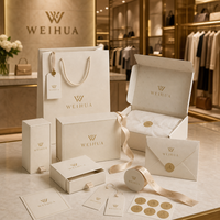 Ensemble d'emballage cadeau de luxe en carton personnalisé pour bijoux, avec sac en papier, autocollant, ruban et étiquette volante pour boutique de vêtements