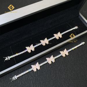 Unique Elegant Style Iced Out Hip Hop Jewelry S925 <b>Silver</b> VVS1 Moissanite Diamond Butterfly <b>Charm</b> Cluster Tennis Chain <b>Bracelet</b> - Product Image 2