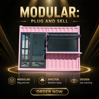 Kiosque préfabriqué rose en acier pour la vente de nourriture, stand de vente rapide, boutique de centre commercial