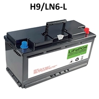 Batterie de démarrage automobile LiFePO4 OEM 12V 110Ah H9/LN6-L 1408Wh 1200CCA avec BMS intelligent, application BT, GPS et démarrage d'urgence pour voiture et camion