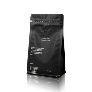 250g Wholesale Custom Printed Black Side Gusset Stand Up Pouch Ziplock With Valve Zipper Flat Block Bottom Coffee Packaging Bag