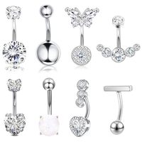 JM Sterling Silber Piercing Bauchnabel Ringe Bauch ringe für Frauen CZ Dangle Curved Navel Barbell Body Piercing Schmuck