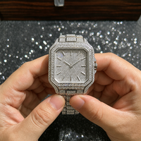 Montre mécanique entièrement sertie de moissanite, verre saphir, design étanche, cadran à remontage automatique, montre pour homme avec certificat GRA
