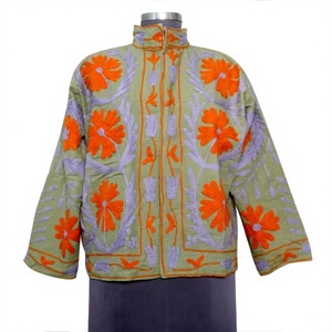 Chaqueta Bomber de Invierno para Mujer, de Algodón, con Bordado Suzani, Estampado Floral, Volantes, Tejida, Ecológica, Transpirable, de Secado Rápido, 300g - Product Image 1