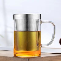 Taza de Té de Vidrio de Borosilicato de Alta Calidad de 500 ml con Elegante Apariencia, con Infusor de Acero Inoxidable y Tapa