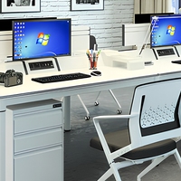 Bureau d'angle moderne LEADCOM LS-418ST à 180 degrés, poste de travail modulaire avec cloison pour mobilier de bureau commercial
