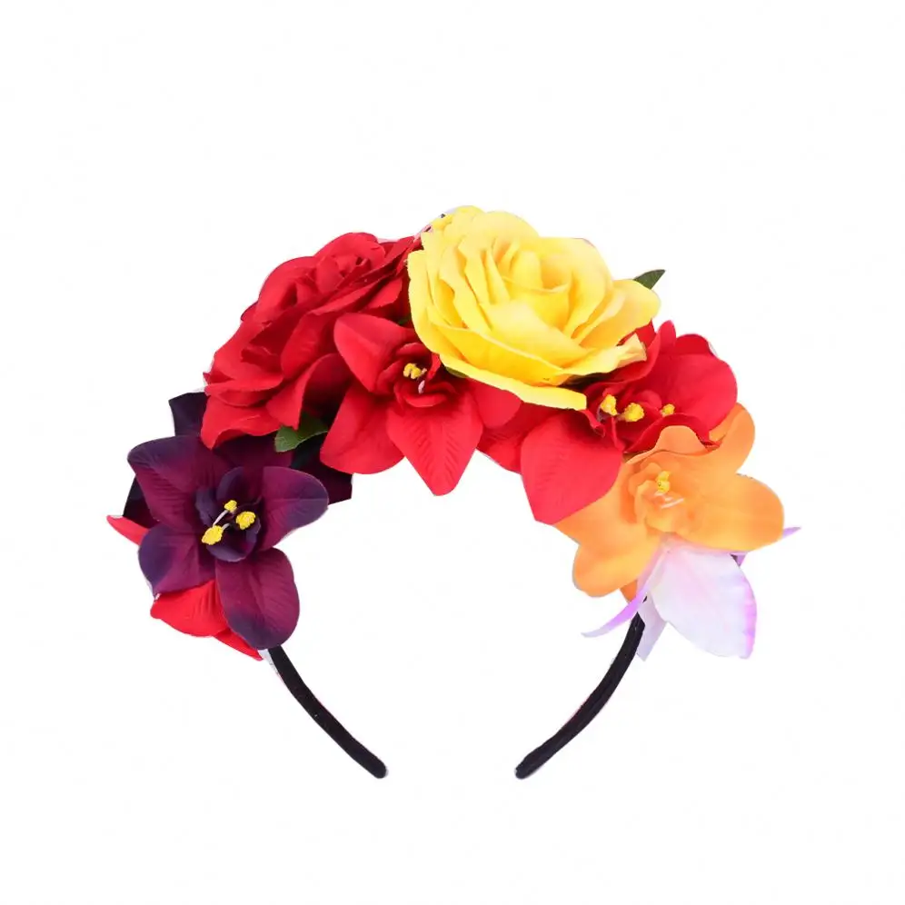 Factory spot wholesale Mexican style large rose headband headwear girl photo party