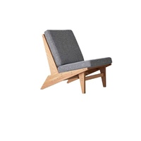 Fauteuil individuel en bois massif de style moderne du milieu du siècle, chaise décontractée minimaliste de style japonais avec mousse haute élasticité pour salon