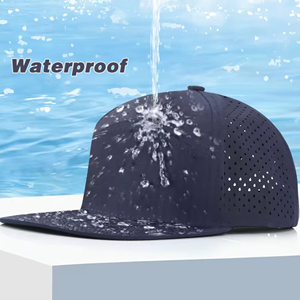 หมวกเบสบอลทรงสปอร์ตปีกแบน 6 แผง ปักโลโก้แบรนด์ตามสั่ง หมวก Snapback แห้งเร็ว ผลิตจากโพลีเอสเตอร์ ปีกแบน กันน้ำ หมวกตาข่ายแบบ Trucker - Product Image 1