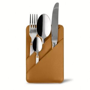 Porte-couverts et étui en cuir PU moderne et élégant pour organiser et ranger les couteaux, fourchettes et ustensiles de table - Product Image 3