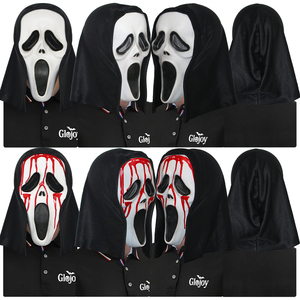 Masque effrayant blanc Scream avec capuche, visage de fantôme d'horreur pour Halloween, fête de maison hantée, costume personnalisé - Product Image 5