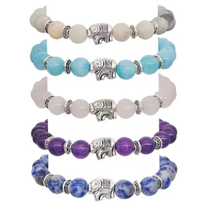 Buddha Beads Energy Bracelet Beautiful Multicolor Crystal Bracelet Peaceful Elephant Beaded Bracelet for Women Girls