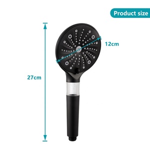 Pommeau <span class=keywords><strong>de</strong></span> <span class=keywords><strong>douche</strong></span> rond <span class=keywords><strong>noir</strong></span> mat 11 modes avec fenêtre <span class=keywords><strong>de</strong></span> filtre visible, coton PP remplaçable, douchette haute pression avec 1 filtre - Product Image 6