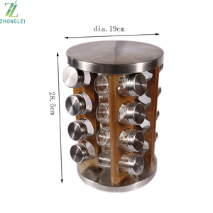 Design unico Acacia Legno Controsoffitto Spice Rack Torre Organizzatore Rotante Spice Rack di Rotazione In Piedi Cremagliera Mensola Del Supporto - Product Image 6