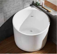 Baignoire japonaise autoportante en acrylique blanc, design moderne, baignoire de trempage pour 1 personne