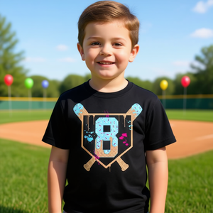 T-shirt imprimé baseball et numéro 8 pour enfants, pour garçons, 8e anniversaire, manches courtes, col rond, en coton, haut de sport décontracté - Product Image 3