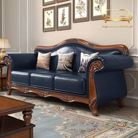 Canapé en cuir et bois massif de style rétro américain, revêtement en PU, cuir de vachette, style campagnard simple, meubles de salon résidentiels