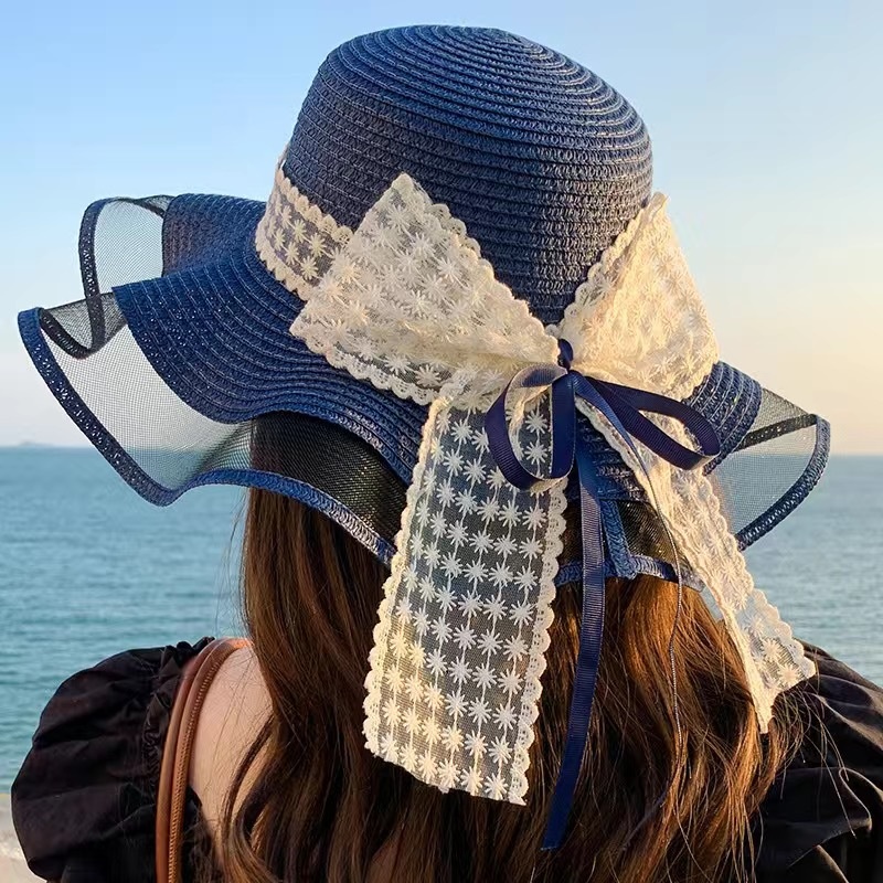 Lace Bow-navy blue