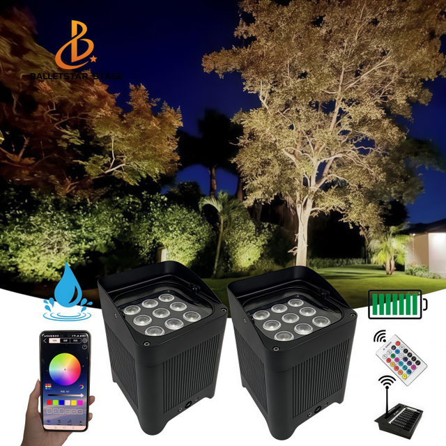 Waterproof Wireless DMX Outdoor 9*18W RGBWA UV 6in1 IP65 LED Par Light Battery Power Uplight 9x18W Battery LED Par Light