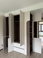 Armoire de chambre à coucher moderne multifonctionnelle en bois personnalisée - Portable, murale, avec tringle à vêtements intégrée, en verre