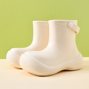 Bottes de pluie pour femmes, blanches, en EVA, à talon bas, semelle épaisse, imperméables, antidérapantes, pour l'extérieur - Product Image 1