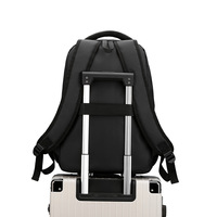 Sac à dos pour ordinateur portable en tissu Oxford imperméable grande capacité, unisexe, avec fermeture éclair, pour affaires et voyages, bretelles à coussin d'air, prise casque