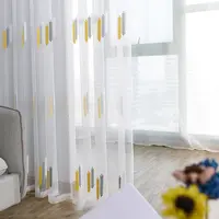 Simple Embroidered Yarn Curtains for Livingroom