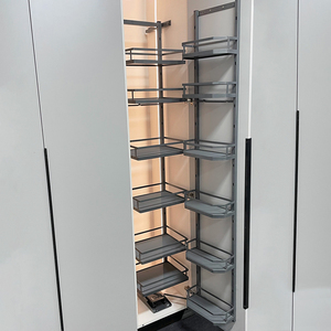 Modern Design Wooden Martial Storage Basket Custom 4/5/6 Layers Pull Pantry Organizer Soft Function for Kitchen <b>Cabinets</b> <b>Grey</b> Ki - Product Image 2