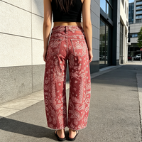 Jean en denim patchwork pour femme, coupe boyfriend, ample, jambe large, style vintage streetwear