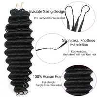 Extensions de cheveux bouclés birmans indiens au crochet 60g, pré-séparées 50 mèches, nœuds invisibles, lot de crochet bohème