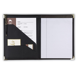 PU Leather Portfolio File Folders Conference Document File Folder with Pen Holder and Card Holder