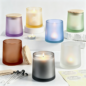 Barattolo di candela borosilicato alto resistente al calore all'ingrosso 250Ml 8Oz vetro grigio arcobaleno ambrato vuoto di lusso barattolo con coperchio - Product Image 3