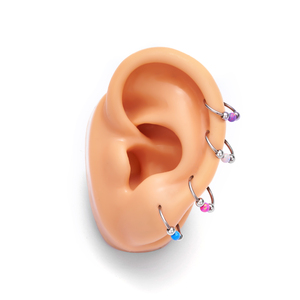 Wholesale 316L Stainless Steel Opal Nose Ring Ear Tragus Cartilage <strong>Ball</strong> Piercing <strong>Earlobe</strong> Piercing Lip Helix Women Body Jewelry - Product Image 3