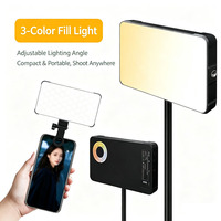 Lampe LED portable à trois températures de couleur, mini éclairage vidéo avec pince pour téléphone, idéale pour les selfies, le streaming en direct et les vlogs en studio