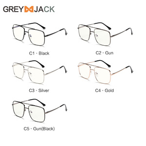 Monture de lunettes en métal carré à double pont Greyjack, unisexe, monture complète, protection contre la lumière bleue G026OP - Product Image 1